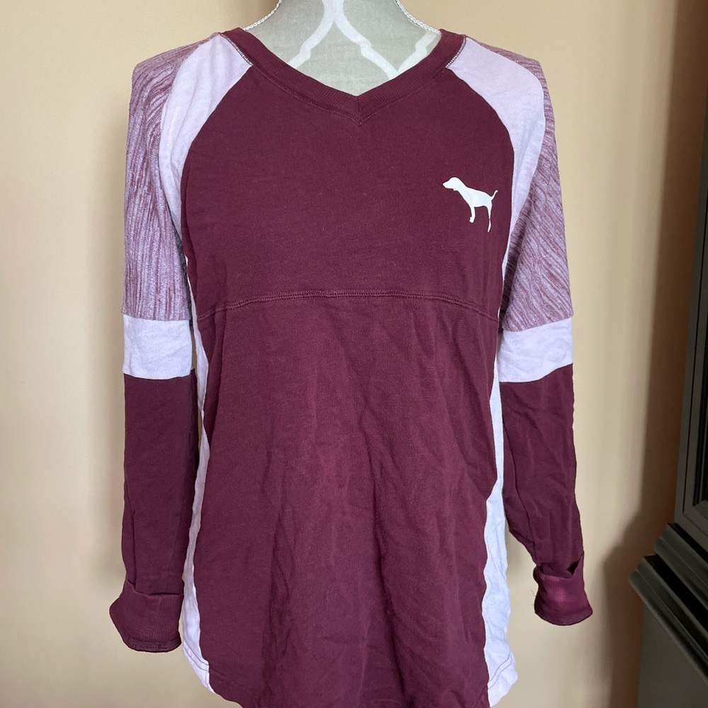 Victoria secret pink burgundy varsity sweat shirt